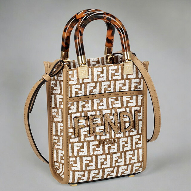 フェンディ ハンドバッグ レディース ブランド FENDI 8BS051-0AQ0X ホワイト／ブラウン 軽量 小さめ 手提げ 高級 おしゃれ プレゼント 女性 実用的 かわいい