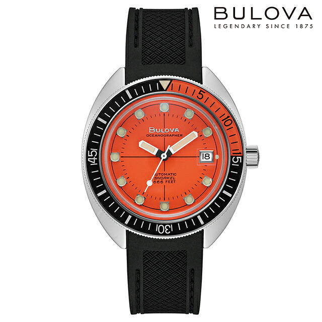 ブローバ アーカイブスシリーズ オーシャノグラファー “デビルダイバー” 自動巻き 腕時計 ブランド メンズ BULOVA 96B350 アナログ オレンジ ブラック 黒 おしゃれ 防水 プレゼント 男性 実用的