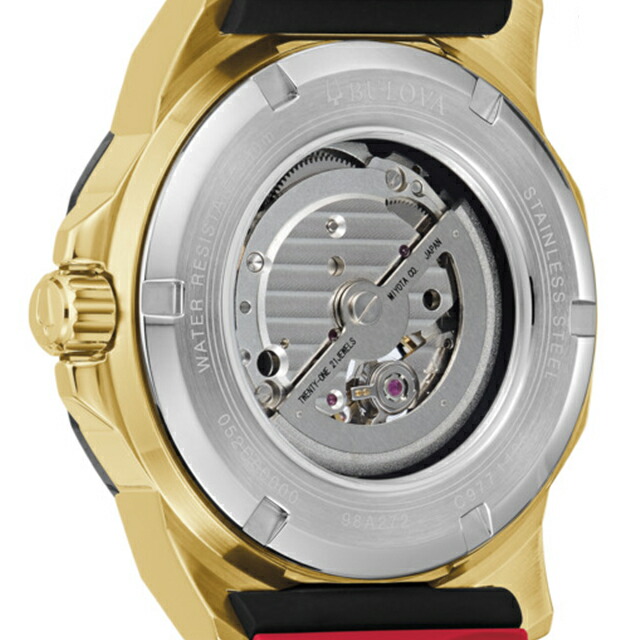 ブローバ マリンスター 自動巻き 腕時計 ブランド メンズ オープンハート BULOVA 98A272 アナログ ブラック 黒 おしゃれ 防水 プレゼント 男性 実用的