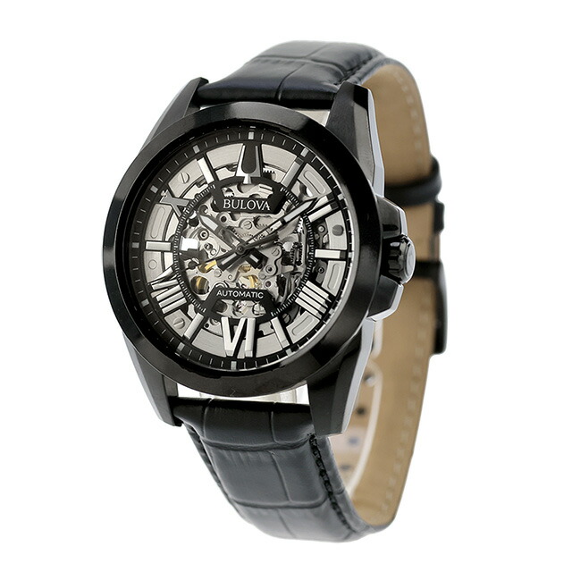 ブローバ クラシック 自動巻き 腕時計 ブランド メンズ オープンハート BULOVA 98A304 アナログ ブラック 黒 おしゃれ 防水 プレゼント 男性 実用的