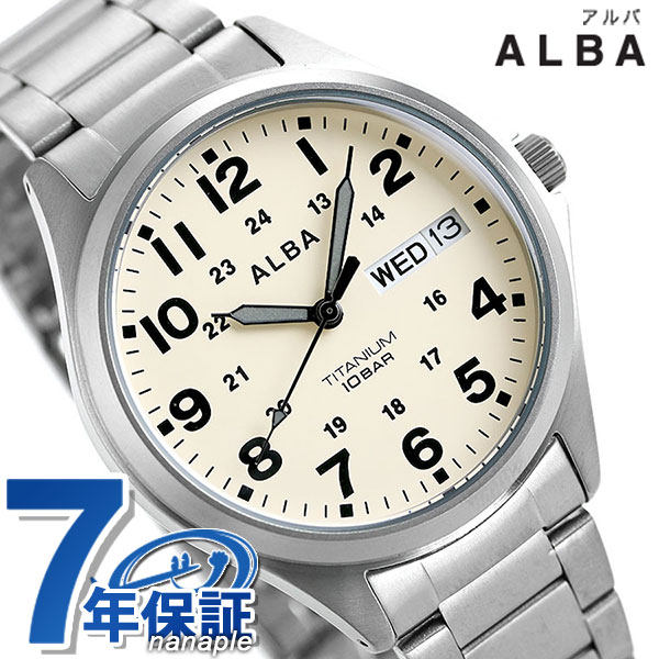 セイコー アルバ メンズ 腕時計 カレンダー チタン AQPJ401 SEIKO ALBA クオーツ クリーム 時計 ブランド おしゃれ 防水 プレゼント 男性 実用的