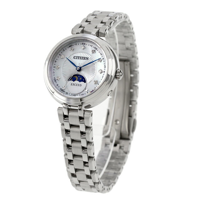 シチズン エクシード Titania Happy Flight 光発電エコドライブ電波 腕時計 レディース チタン ダイヤモンド 電波ソーラー CITIZEN EXCEED EE1020-77D アナログ ホワイト 白 日本製 高級 ブランド おしゃれ 防水 軽い 華奢 かわいい プレゼント 女性 実用的