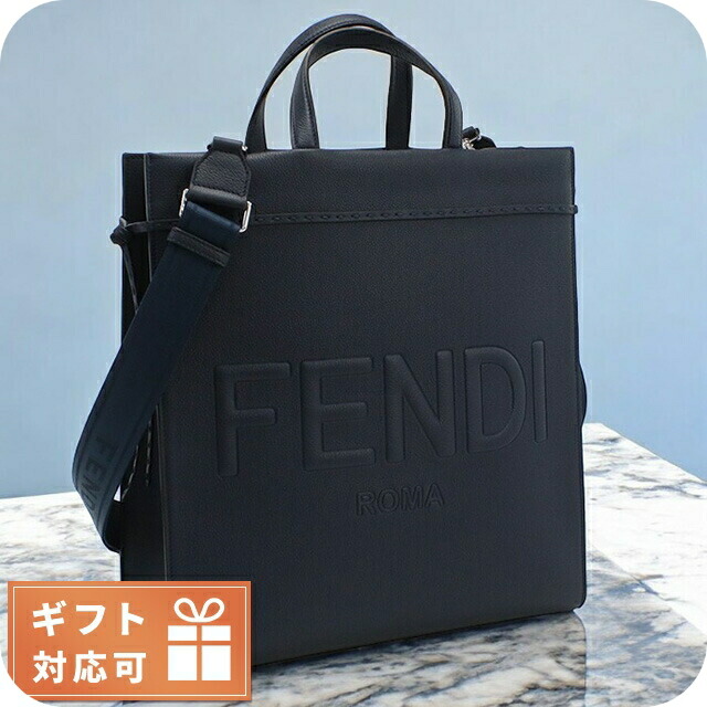 フェンディ トートバッグ メンズ FENDI レザー 7VA583 ネイビー系 バッグ 軽量 手提げ ブランド 高級 おしゃれ プレゼント 男性 実用的 かっこいい