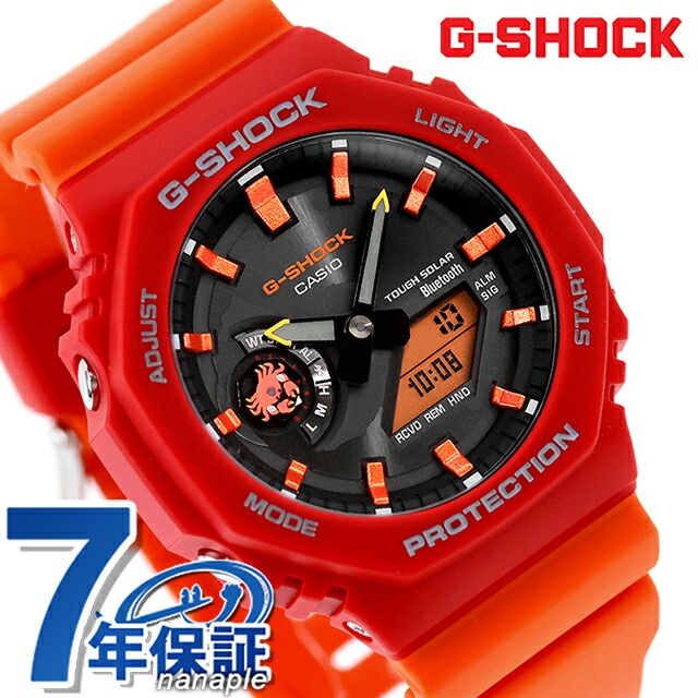 gショック ジーショック 2100 G-SHOCK Charles Darwin Foundationコラボレーションモデル タフソーラー（ソーラー充電システム） GA-B2100-4A Bluetooth メンズ 腕時計 ブランド カシオ casio アナデジ ブラック オレンジ レッド 黒 おしゃれ 防水 プレゼント 男性 実用的
