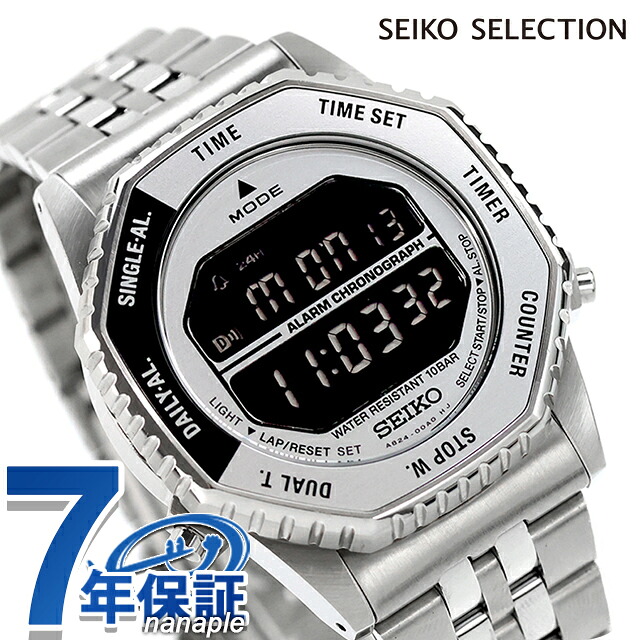 セイコーセレクション デジタルクオーツ クォーツ 電池式 腕時計 ブランド メンズ クロノグラフ ロトコール SEIKO SELECTION HFL002P デジタル ブラック シルバー 黒 おしゃれ 防水 プレゼント 男性 実用的