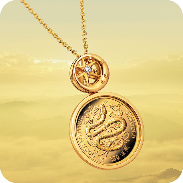 ネックレス レディース ブランド イヤージュエリー・コレクション しあわせの「巳年」金貨 純金コインの宝飾ペンダント 蛇 51426 ゴールド アクセサリー