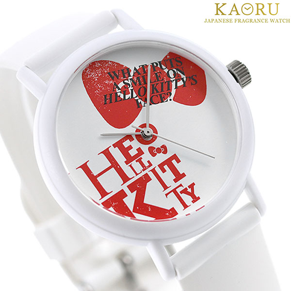 カオル ハローキティ タイポ 38mm クオーツ KAORU004KW 香 バニラの香り 腕時計 レディース ホワイト KAORU ブランド おしゃれ 防水 かわいい プレゼント 女性 実用的