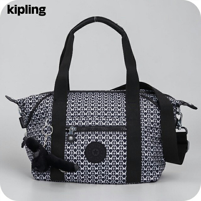 キプリング ボストンバッグ レディース ブランド Kipling アート ミニ ミニボストンバッグ 2WAY KI5656-DD2 Signature Print 黒 手提げ 高級 おしゃれ プレゼント 女性 実用的 かわいい
