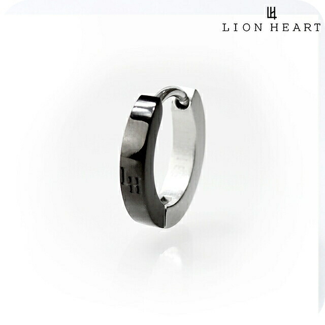 ライオンハート ピアス メンズ レディース ブランド LION HEART サージカルステンレス フープ 片耳用 LHMP006NBS ブラック シルバー アクセサリー