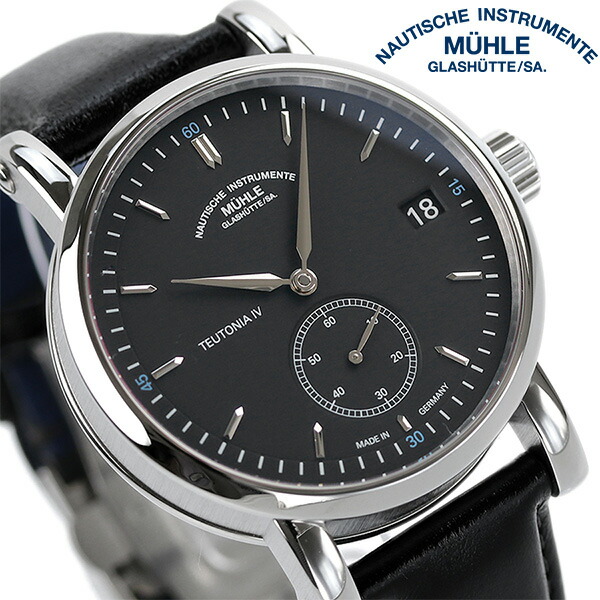 ミューレ・グラスヒュッテ 41mm ドイツ製 自動巻き メンズ 腕時計 M1-44-43-LB Muhle Glashutte ブラック ブランド おしゃれ 防水 プレゼント 男性 実用的