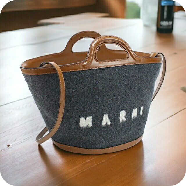 マルニ トートバッグ レディース MARNI ウール ナイロン カーフレザー イタリア BMMP0097Q1 グレー系 バッグ 軽量 手提げ ブランド 高級 おしゃれ プレゼント 女性 実用的 かわいい