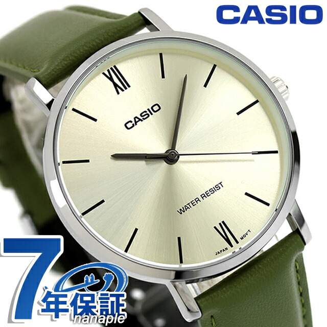 カシオ チープカシオ CASIO クォーツ 電池式 MTP-VT01L-3B スタンダード 海外モデル メンズ チプカシ 腕時計 シンプル ブランド カシオ casio アナログ アイボリー グリーン おしゃれ 防水 小さい 軽い かわいい プレゼント 実用的 学生 受験生 受験用 試験用 受験対応