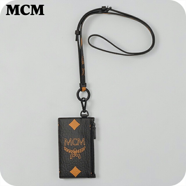 MCM カードケース メンズ レディース ブランド MCM KOREA MXZDATA03 BK001 ブラック/オレンジ