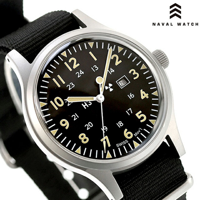 ナバルウォッチ Naval military watch US Army Type クォーツ 電池式 腕時計 ブランド メンズ NAVAL WATCH Mil-01B-BK アナログ ブラック 黒 おしゃれ 防水 プレゼント 男性 実用的