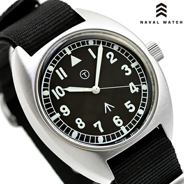 ナバルウォッチ Naval military watch Royal Air Force Type クォーツ 電池式 腕時計 ブランド メンズ NAVAL WATCH Mil-02A-BK アナログ ブラック 黒 おしゃれ 防水 プレゼント 男性 実用的