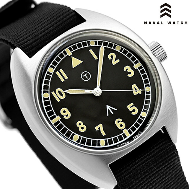 ナバルウォッチ Naval military watch Royal Air Force Type クォーツ 電池式 腕時計 ブランド メンズ NAVAL WATCH Mil-02B-BK アナログ ブラック 黒 おしゃれ 防水 プレゼント 男性 実用的