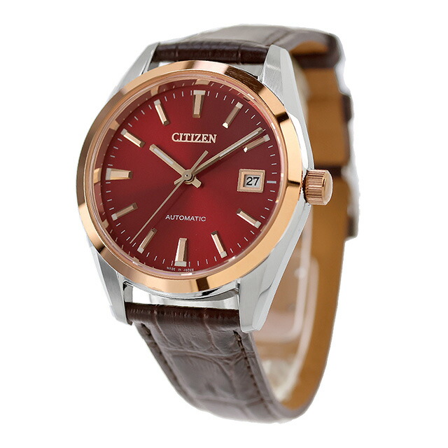 シチズン コレクション 自動巻き 腕時計 ブランド メンズ CITIZEN COLLECTION NB1055-04W アナログ 茜色 赤 おしゃれ 防水 プレゼント 男性 実用的