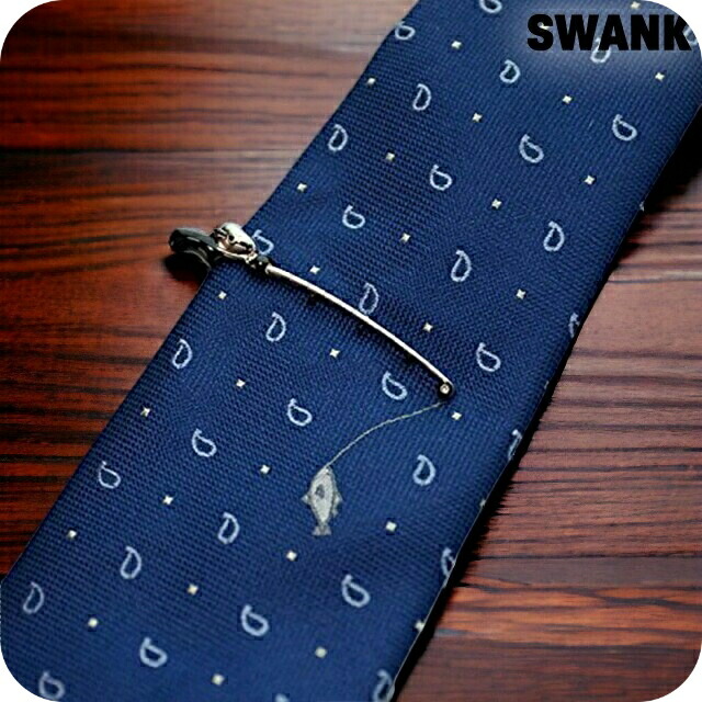 スワンク ネクタイピン ブランド SWANK タイバー×ネクタイセット 釣り竿ver タイピン メンズ NT03 シルバー アクセサリー ギフト プレゼント 実用的