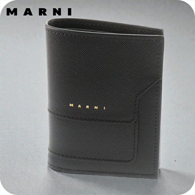 マルニ 二つ折り財布 レディース ブランド MARNI ロゴ ブラック 財布 ウォレット 高級 おしゃれ プレゼント 実用的