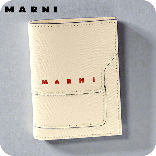 マルニ 二つ折り財布 レディース ブランド MARNI ロゴ ホワイト 財布 ウォレット 高級 おしゃれ プレゼント 実用的