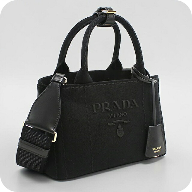 プラダ トートバッグ レディース ブランド PRADA CANAPA RICAMO 2WAY 1BA038 ブラック 軽量 手提げ 高級 おしゃれ プレゼント 女性 実用的 かわいい