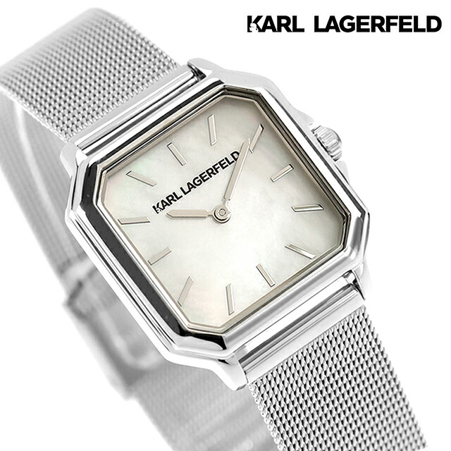 カール・ラガーフェルド スクエア クラシック クォーツ 電池式 腕時計 ブランド レディース KARL LAGERFELD R0553106502 アナログ ホワイトシェル 白 おしゃれ 防水 かわいい プレゼント 女性 実用的