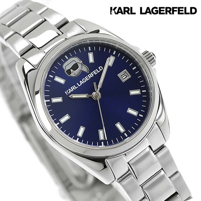 カール・ラガーフェルド ラウンド エッセンシャル クォーツ 電池式 腕時計 ブランド レディース KARL LAGERFELD R0553107507 アナログ ブルー おしゃれ 防水 かわいい プレゼント 女性 実用的