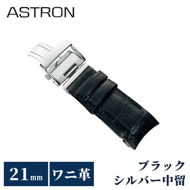 セイコー アストロン 替えバンド 純正 公式 時計ベルト 21mm クロコダイル 革 ブランド 腕時計 メンズ SEIKO ASTRON R7X11AC ブラック 黒