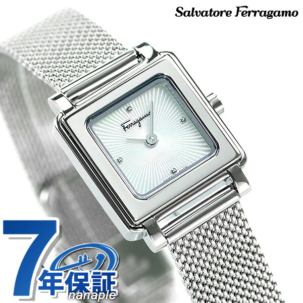 フェラガモ Ferragamo 時計 レディース スイス製 スクエア SFBY00119 腕時計 ホワイトシェル 高級 ブランド おしゃれ 防水 軽い 華奢 かわいい プレゼント 女性 実用的