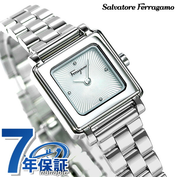 フェラガモ Ferragamo 時計 レディース スイス製 スクエア SFBY00319 腕時計 ホワイトシェル 高級 ブランド おしゃれ 防水 軽い 華奢 かわいい プレゼント 女性 実用的