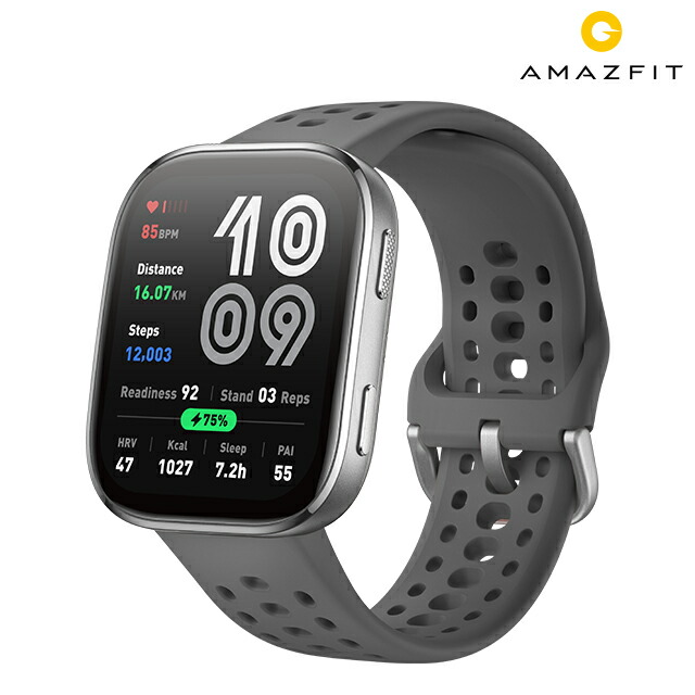 アマズフィット Bip6 充電式クォーツ スマートウォッチ ブランド メンズ レディース Bluetooth Amazfit SP170074-C17 デジタル チャコールグレー