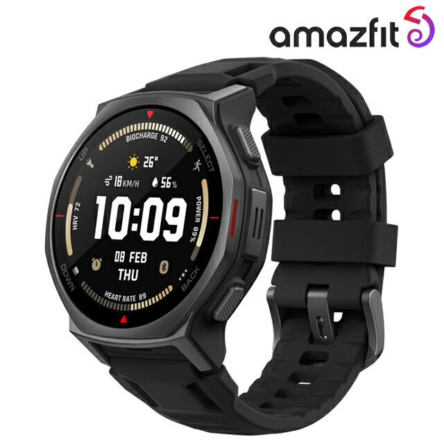 アマズフィット T-Rex 3 Pro 44mm 充電式クォーツ スマートウォッチ ブランド メンズ レディース チタン Bluetooth Amazfit SP170079-C239 デジタル ブラック タクティカルブラック 黒