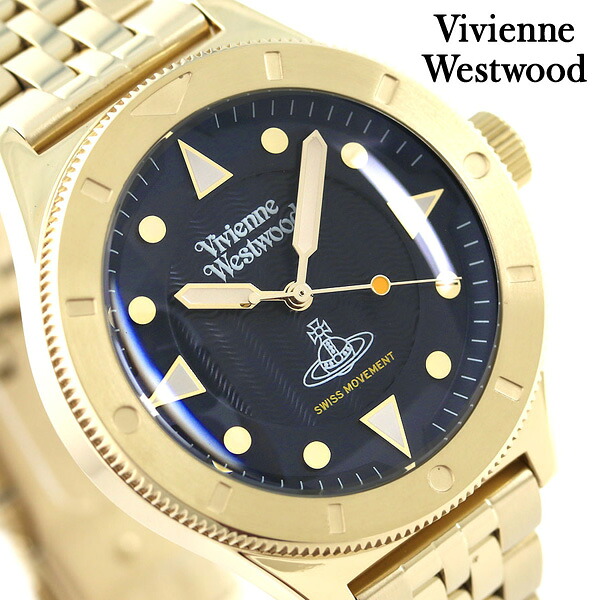 ヴィヴィアン 時計 メンズ スミスフィールド 40mm VV160NVGD Vivienne Westwood ダークネイビー 腕時計 ブランド おしゃれ 防水 プレゼント 男性 実用的