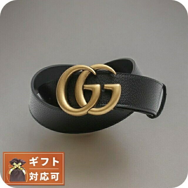 グッチ GUCCI ベルト 406831-DJ20T-1000-95 メンズ ブラック ゴールド カーフスキンレザー マーモント ダブルGバックル ベルト