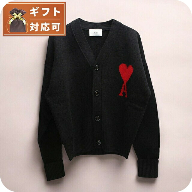 アミ パリス Ami Paris カーディガン BFUKC002-018-S アミパリ メンズ ブラック カーディガン