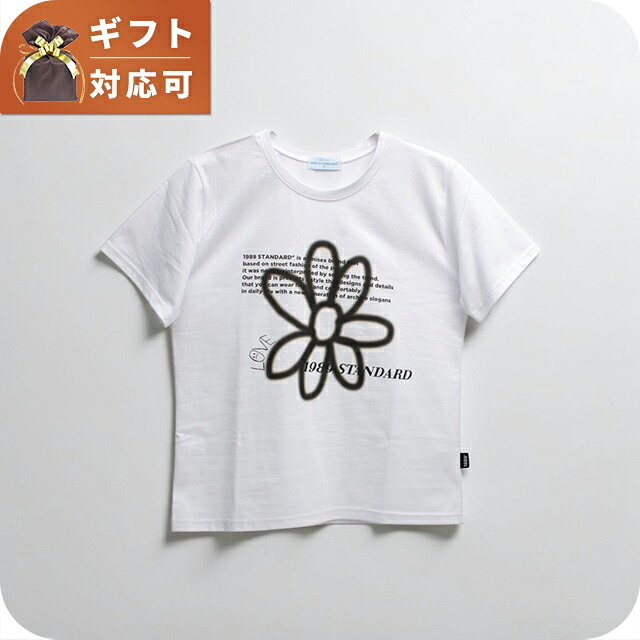1989スタンダード 1989 STANDARD Tシャツ SWSSTD-0034-WHITE レディース ホワイト BW FLOWER Slim fit Tシャツ Women's Slim Fit Short-Sleeved Tシャツ ブランド