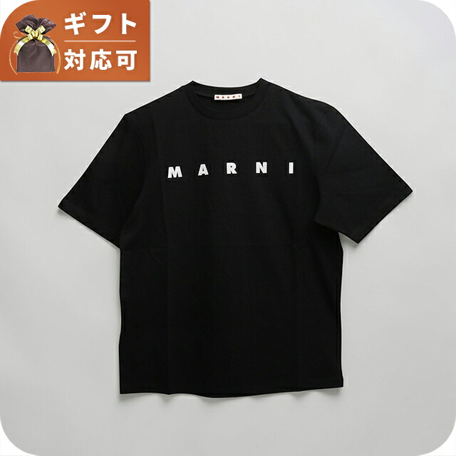 マルニ MARNI Tシャツ ロゴ コットン クルーネックT マルニキッズ MT290F-M01601-M00RF-0M900-14Y レディース ブラック Tシャツ ブランド