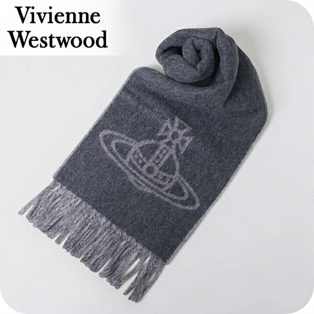 ヴィヴィアン ウエストウッド マフラー メンズ レディース ブランド Vivienne Westwood ロゴ W01MK-P410 ANTHRACITE ビビアン