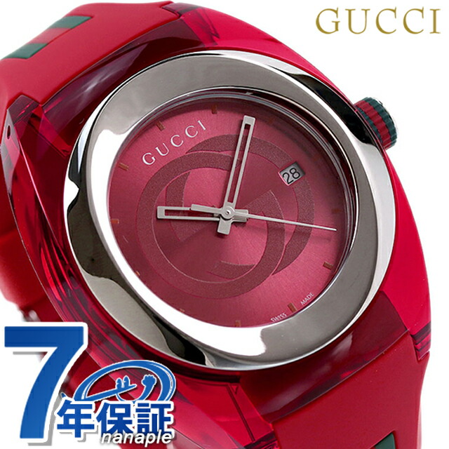 グッチ 時計 スイス製 メンズ 腕時計 YA137103A GUCCI シンク 46mm レッド 高級 ブランド おしゃれ 防水 プレゼント 男性 実用的