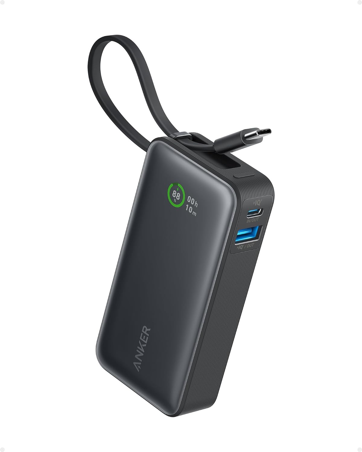 Anker Nano Power Bank (30W, Built-In USB-C Cable) ブラック