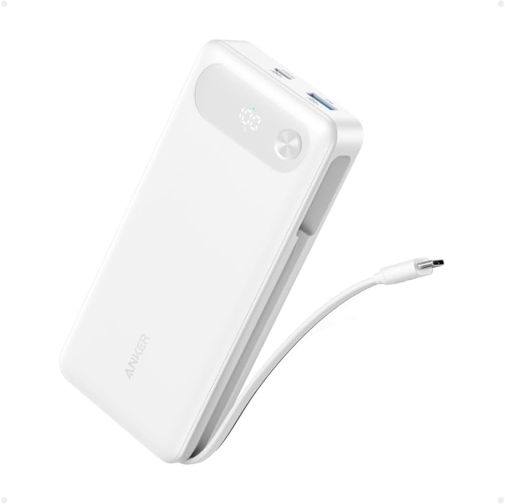 Anker Power Bank (20000mAh, 87W, Built-In USB-C ケーブル) ホワイト