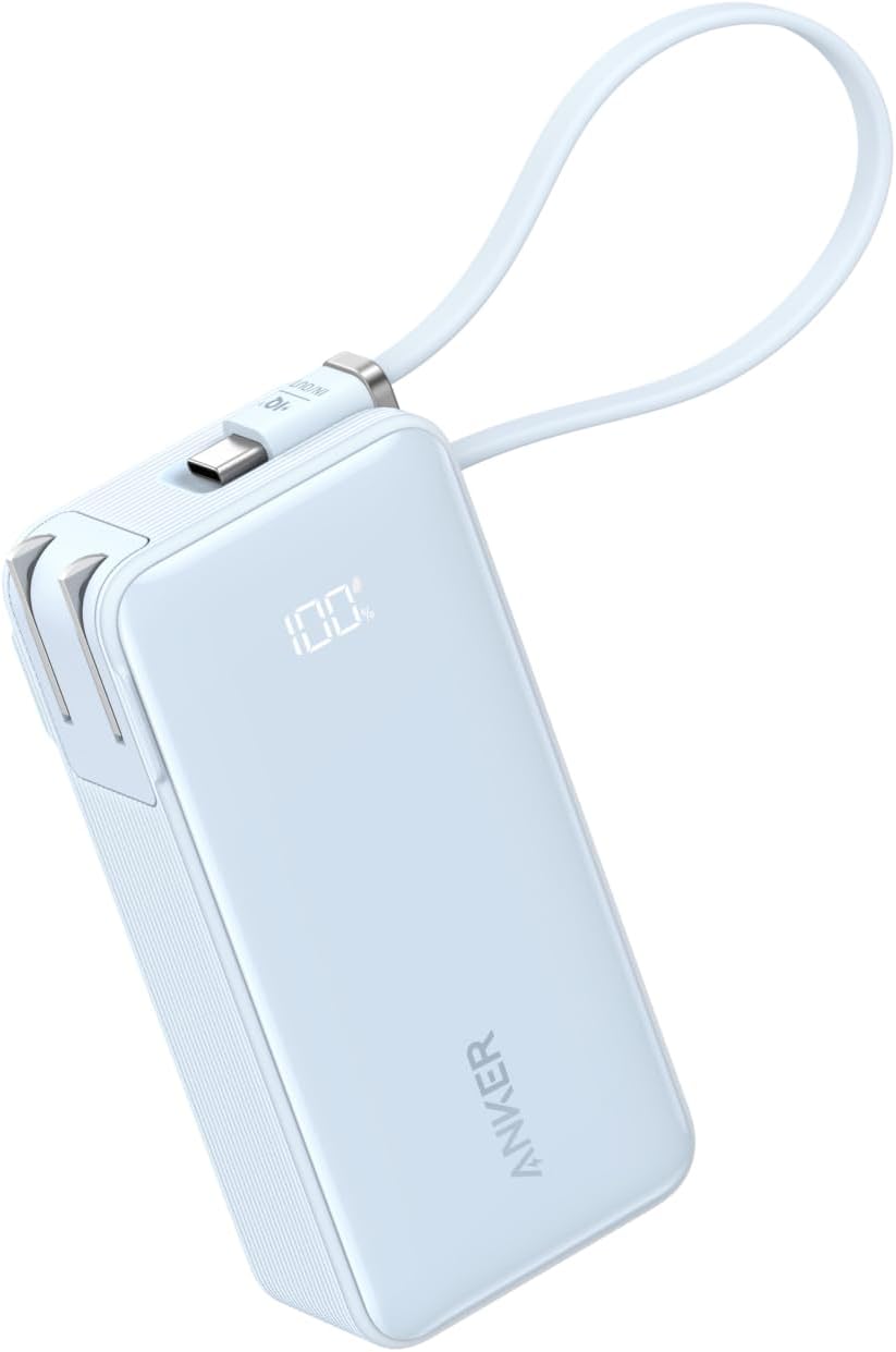 Anker Power Bank (10000mAh, Fusion, Built-In USB-C ケーブル) ブルー