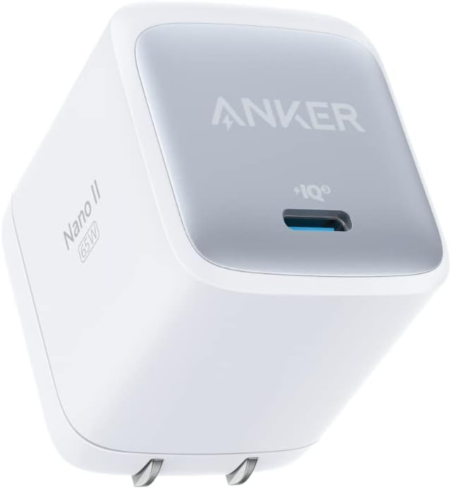 Anker Nano II 65W (PD 充電器 USB-C)【独自技術Anker GaN II採用/PD対応/PSE技術基準適合/折りたたみ式プラグ】MacBook PD対応Windows PC iPad iPhone Galaxy Android スマートフォン ノートPC 各種 その他機器対応 (ホワイト)
