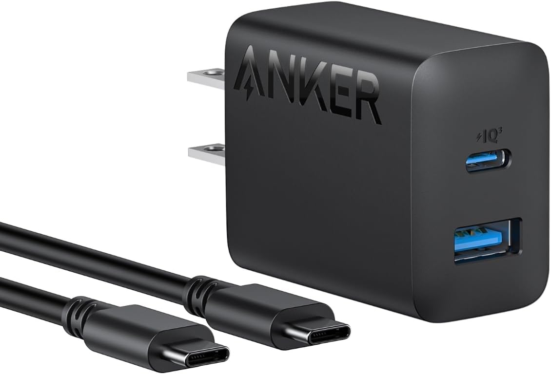 Anker Charger (20W, 2-Port) with USB-C ＆ USB-C ケーブル ブラック