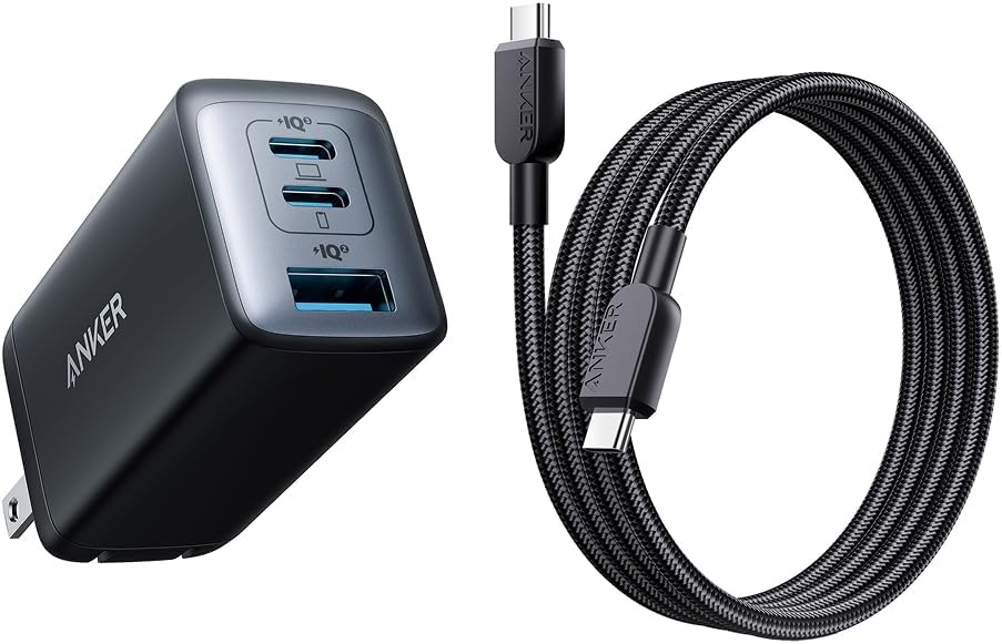 Anker PowerPort ・ 3-Port 65W Pod with USB-C & USB-C ケーブル ブラック