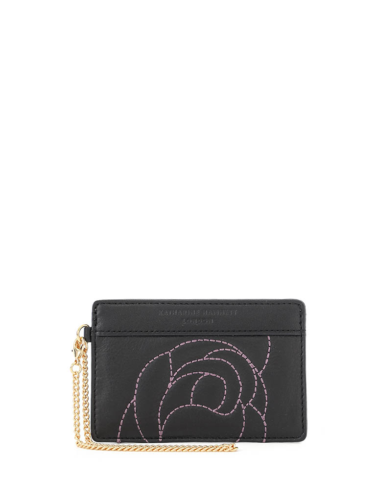 KATHARINE HAMNETT LONDON KHP630 クロ ローズステッチ　パスケース