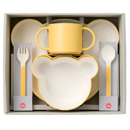 tak.(タック) キッズディッシュ ギフトボックス ベアカトラリー イエロー