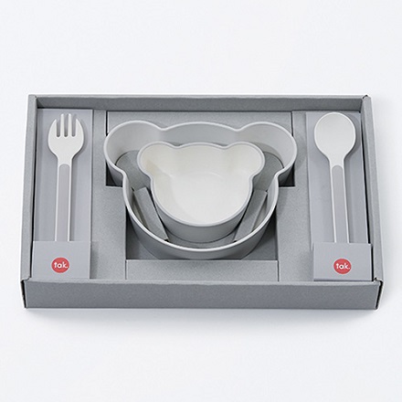 tak.(タック) キッズディッシュ ギフトボックス ベア マイン グレー
