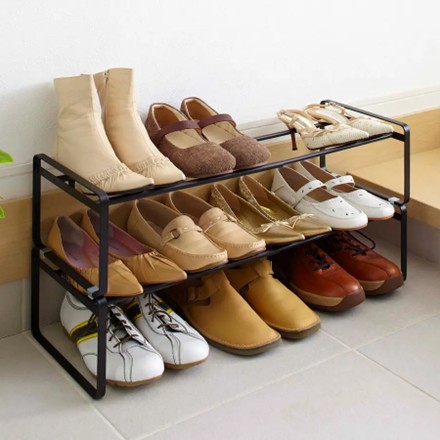 伸縮シューズラック フレーム（ブラック）