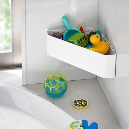 マグネットバスルームコーナーおもちゃラック（ホワイト）
